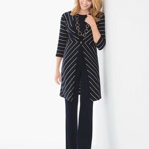 Chico's Navy Striped Cardigan Sz L